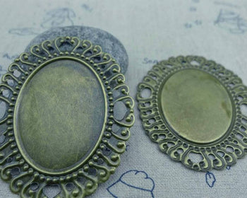 Accessories - 10 Pcs Of Antique Bronze Filigree Flower Embellishments 49x60mm A3520