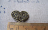 Hearts - 10 pcs Antique Bronze Back Loop Flower Heart Charms A1519