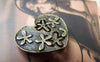 Hearts - 10 pcs Antique Bronze Back Loop Flower Heart Charms A1519