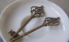 Accessories - 10 Pcs Of Antique Bronze Filigree Flower Key Pendants 22x69mm A4694