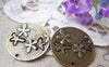 Accessories - 10 Pcs Of Antique Bronze Filigree Flower Round Charms 23mm A339