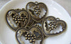 Accessories - 10 Pcs Of Antique Bronze Filigree Grape Heart Charms Pendants 30x31mm A4324