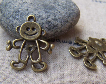 Accessories - 10 Pcs Of Antique Bronze Filigree Happy Boy Charms 21x25mm A698