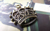 Accessories - 10 Pcs Of Antique Bronze Filigree Heart Crown Charms 20x20mm A773