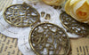 Accessories - 10 Pcs Of Antique Bronze Filigree Heart Ring Charms 32mm A1516