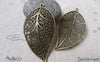 Accessories - 10 Pcs Of Antique Bronze Filigree Huge Leaf  Pendants Charms 30x57mm A6729