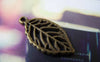 Accessories - 10 Pcs Of Antique Bronze Filigree Leaf Charms 14x27mm A4467