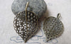 Accessories - 10 Pcs Of Antique Bronze Filigree Leaf  Pendants Charms 23x38mm A6812