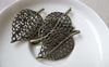 Accessories - 10 Pcs Of Antique Bronze Filigree Leaf  Pendants Charms 23x38mm A6812