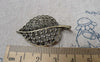 Accessories - 10 Pcs Of Antique Bronze Filigree Leaf  Pendants Charms 23x38mm A6812