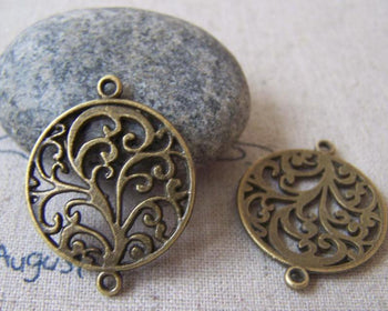 Accessories - 10 Pcs Of Antique Bronze Filigree Life Tree Connectors Charms 24x31mm A4319