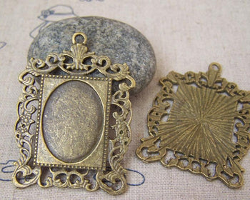Accessories - 10 Pcs Of Antique Bronze Filigree Oval Cameo Base Bezel Settings Match 17x24mm   A5139