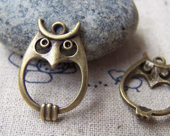 Accessories - 10 Pcs Of Antique Bronze Filigree Owl Charms 16x23mm A108