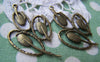 Accessories - 10 Pcs Of Antique Bronze Filigree Peacock Feather Charms 25x40mm A343