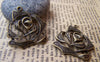 Accessories - 10 Pcs Of Antique Bronze Filigree Rose Flower Charms 29x30mm A410