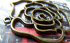 Accessories - 10 Pcs Of Antique Bronze Filigree Rose Flower Pendants Charms 40mm A1739
