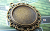 Accessories - 10 Pcs Of Antique Bronze Filigree Round Cameo Base Settings Match 20mm Cabochon A3227