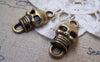 Accessories - 10 Pcs Of Antique Bronze Filigree Skull Connector Pendants  11.5x27mm A5131