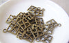 Accessories - 10 Pcs Of Antique Bronze Filigree Square Four Hearts Charms 15x17mm A4690