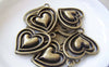 Accessories - 10 Pcs Of Antique Bronze Filigree Three Layer Heart Charms 25x25mm A4151
