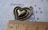 Accessories - 10 Pcs Of Antique Bronze Filigree Three Layer Heart Charms 25x25mm A4151