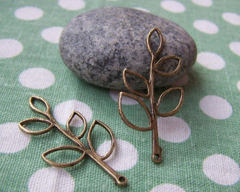 Accessories - 10 Pcs Of Antique Bronze Filigree Tree Leaf Connector Charms 18x38mm A1594