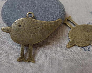 Accessories - 10 Pcs Of Antique Bronze Flat Bird Charms 23x28mm A278