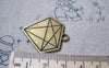 Accessories - 10 Pcs Of Antique Bronze Flat Diamond Charms Pendants 28x31mm A5767