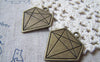 Accessories - 10 Pcs Of Antique Bronze Flat Diamond Charms Pendants 28x31mm A5767