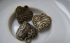 Accessories - 10 Pcs Of Antique Bronze Floral Heart Charms 17x20mm A4779