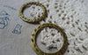 Accessories - 10 Pcs Of Antique Bronze Flower And Leaf Circle Ring Charms 32mm A5508