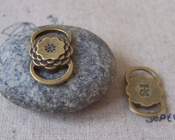 Accessories - 10 Pcs Of Antique Bronze Flower Connector Charms 14x22mm A3795