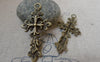 Accessories - 10 Pcs Of Antique Bronze Flower Cross Pendants Charms 25x47mm A5840