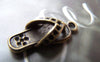 Accessories - 10 Pcs Of Antique Bronze Flower Flip Flop Charms 10x23mm A2876
