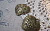 Accessories - 10 Pcs Of Antique Bronze Flower Heart Pendant Charms 30mm A3729