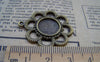 Accessories - 10 Pcs Of Antique Bronze Flower Round Base Settings Match 12mm Cabochon A2435
