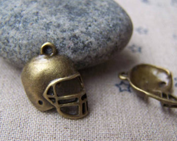Accessories - 10 Pcs Of Antique Bronze Football Helmet Charms 15x18mm A1486