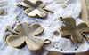 Accessories - 10 Pcs Of Antique Bronze Four-Leaf Clover Lucky Flower Charms 20x24mm A436