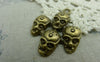 Accessories - 10 Pcs Of Antique Bronze Four Skull Connectors Pendants 31x38mm A5945