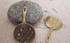 Accessories - 10 Pcs Of Antique Bronze Fried Eggs And Bacon In Pan Pendants Charms 23x40mm A5177