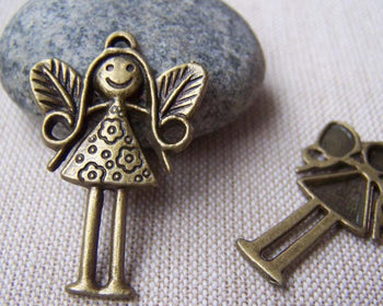 Accessories - 10 Pcs Of Antique Bronze Girl Fairy Charms Pendants 24x35mm A3444