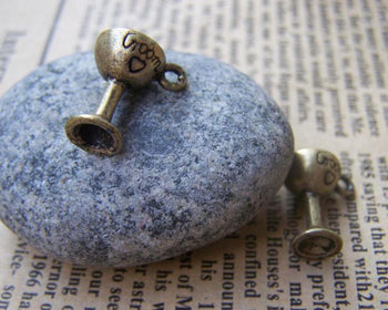 Accessories - 10 Pcs Of Antique Bronze Goblet Wine Cup Charms 9x14mm A3249