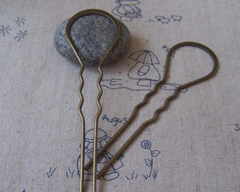 Accessories - 10 Pcs Of Antique Bronze Hairpin Hair Clips 30x105mm A4165
