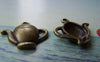 Accessories - 10 Pcs Of Antique Bronze Half Teapot Pendant Charms 20x22mm A3271