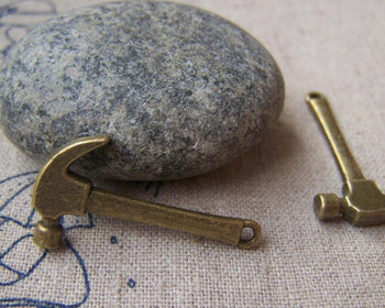 Accessories - 10 Pcs Of Antique Bronze Hammer Charms 16x30mm A1483