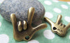 Accessories - 10 Pcs Of Antique Bronze Hand Charms Pendants  28x29mm A2781