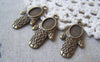 Accessories - 10 Pcs Of Antique Bronze Hand Shaped Oval Cameo Base Charms 15.5x30mm A4818