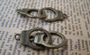 Accessories - 10 Pcs Of Antique Bronze Handcuff Charms Double Sided 27x36mm A558