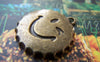 Accessories - 10 Pcs Of Antique Bronze Happy Face Drink Bottle Cap Charms 25mm A717