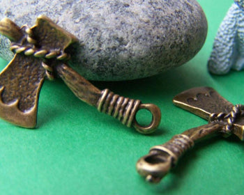 Accessories - 10 Pcs Of Antique Bronze Hatchet Axe Charms 16x28mm A1425